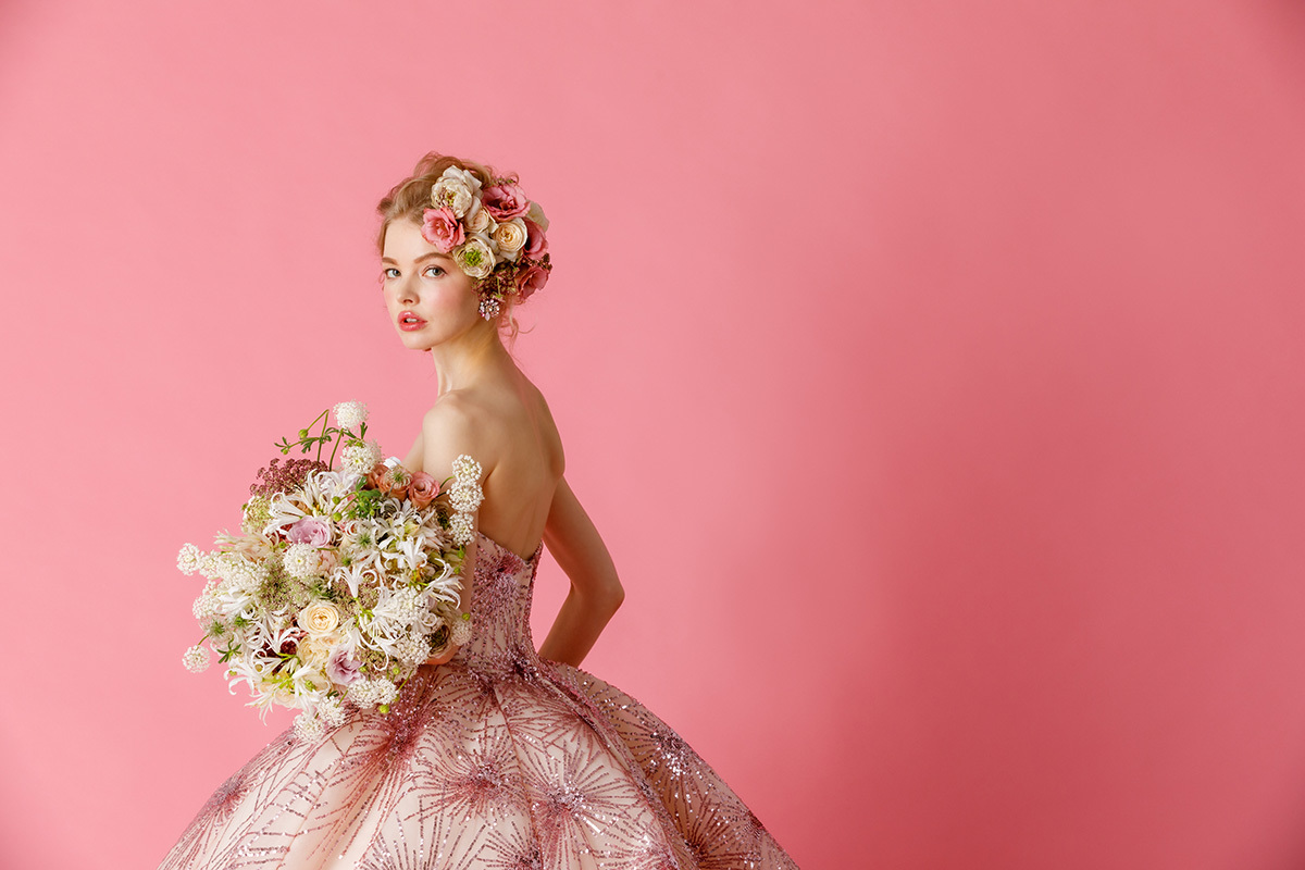 静岡市・富士市・沼津市のドレス専門店フィーノのカラードレス、THE HANY（ザ・ハニー）HY-9941（Pinkhanabi）の画像３