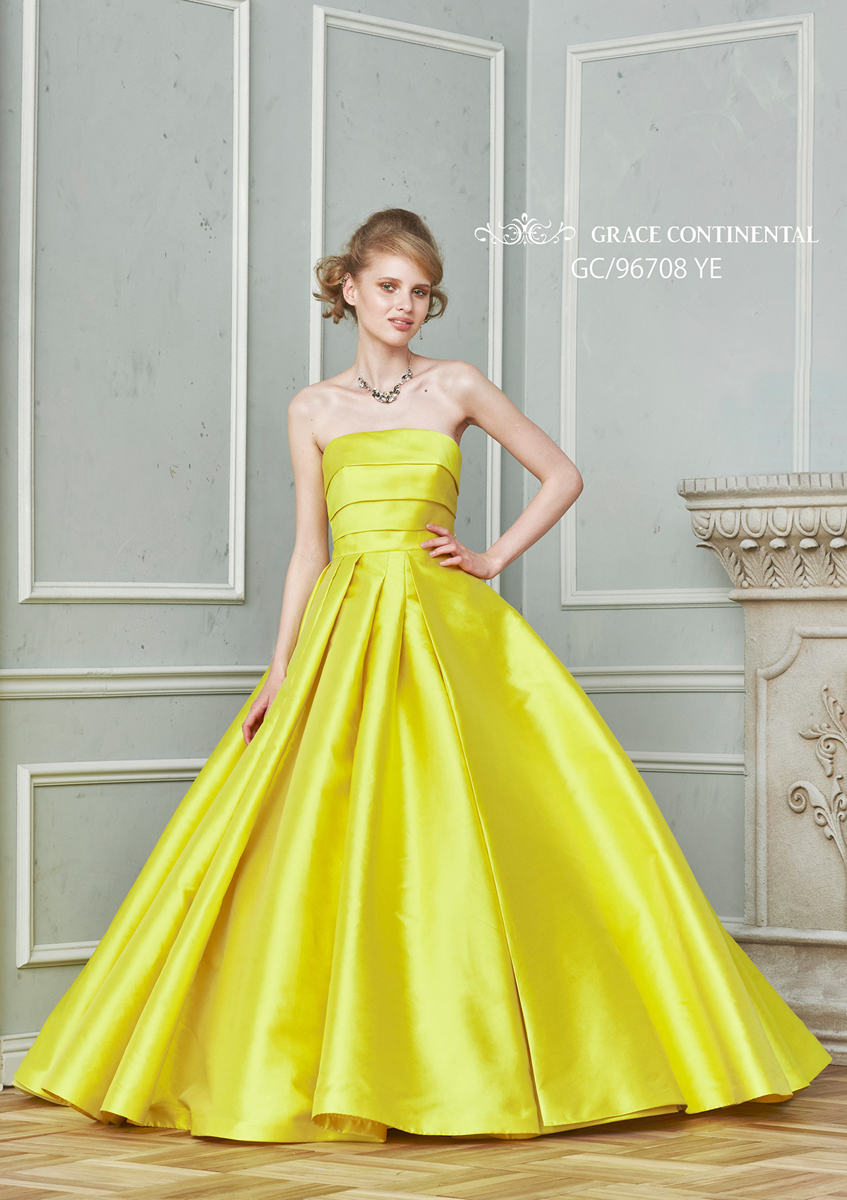 静岡市・富士市・沼津市のドレス専門店フィーノのカラードレス、GRACE CONTINENTAL（グレースコンチネンタル）GC-96708(YE)の画像２
