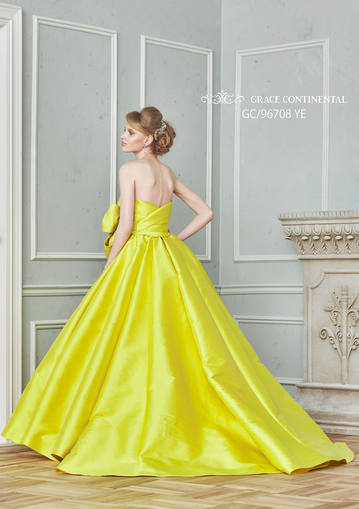 静岡市・富士市・沼津市のドレス専門店フィーノのカラードレス、GRACE CONTINENTAL（グレースコンチネンタル）GC-96708(YE)の画像３