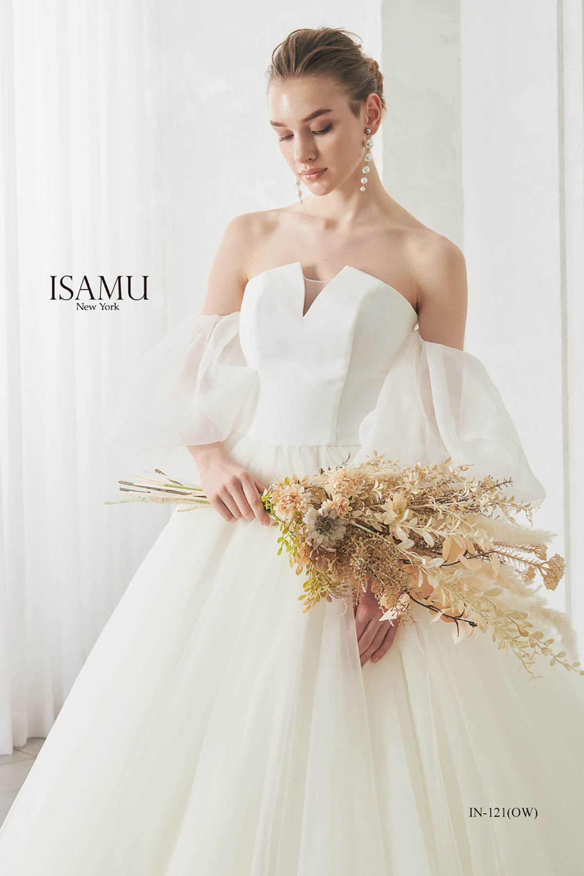 静岡市・富士市・沼津市のドレス専門店フィーノのウエディングドレス、イサムモリタIN-121の画像1