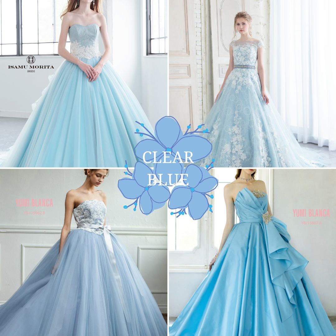 フィーノ沼津店の６月のイベント、THE BLUEのクリアブルーのカラードレス