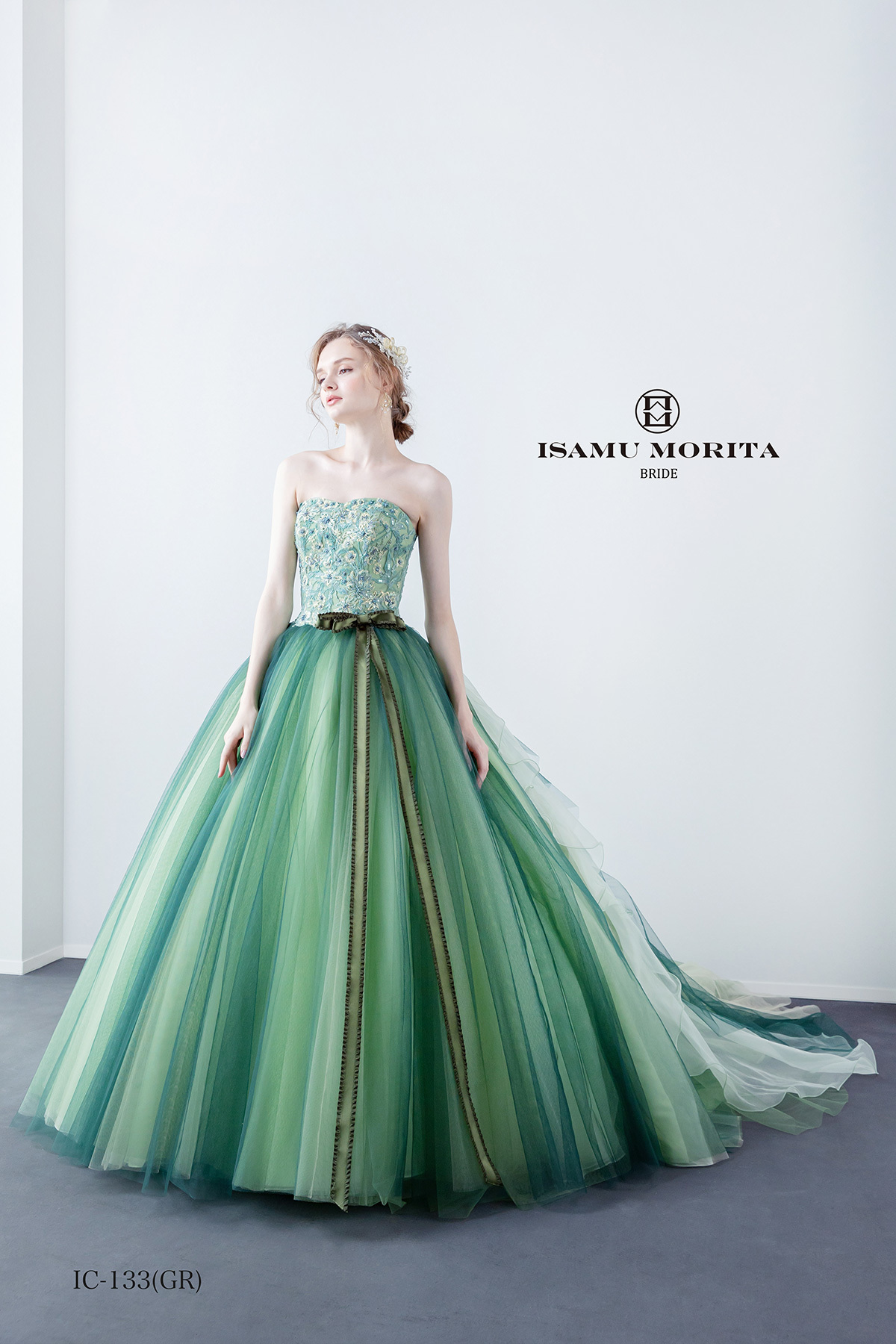 静岡市・富士市・沼津市のドレス専門店フィーノのカラードレス、イサムモリタIC-133GRの画像