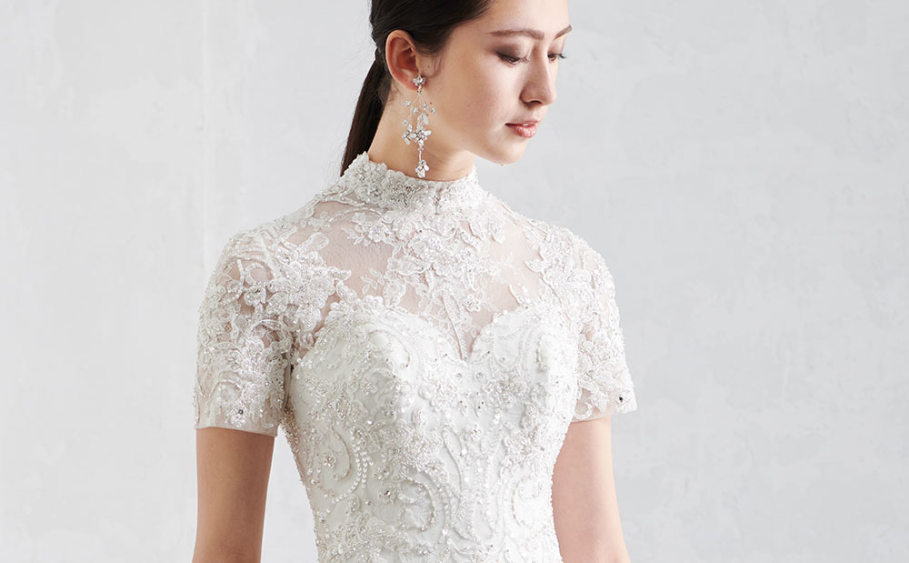 静岡市・富士市・沼津市のドレス専門店フィーノのウエディングドレス、イサムモリタIN-132（OW)のイメージ2