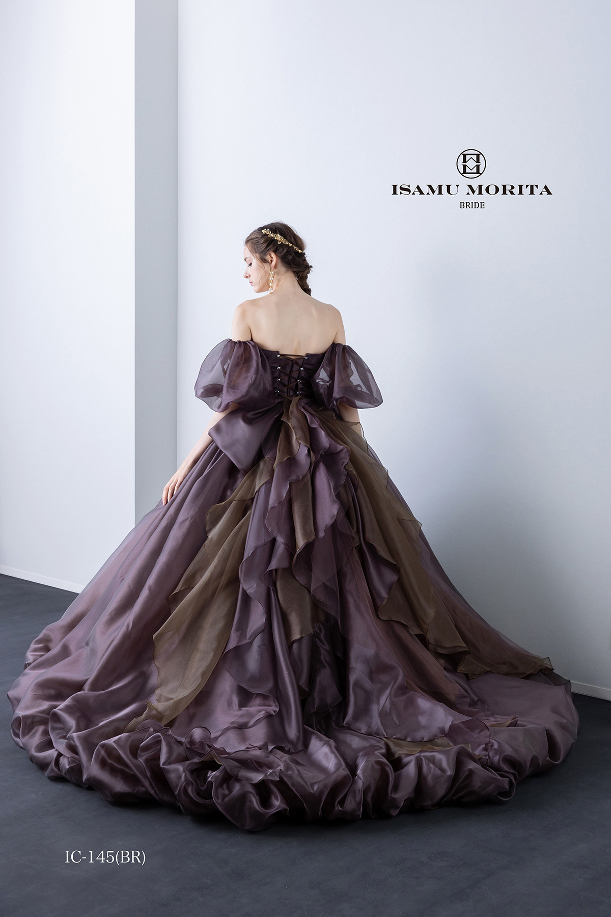 静岡市・富士市・沼津市のドレス専門店フィーノのウエディングドレス、イサムモリタ・カラードレスIC-145(BR)の画像2