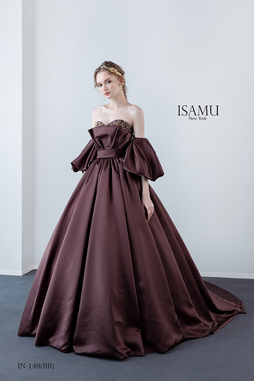 静岡市・富士市・沼津市のドレス専門店フィーノのウエディングドレス、イサムモリタ・カラードレスIN-148BRの画像