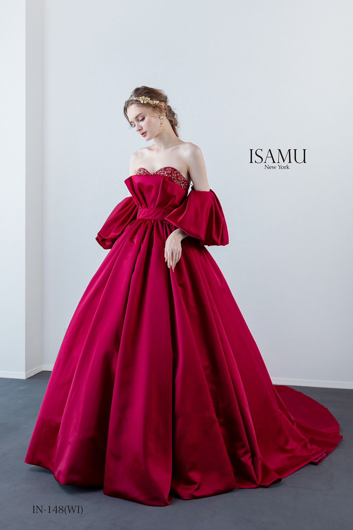 静岡市・富士市・沼津市のドレス専門店フィーノのウエディングドレス、イサムモリタ・カラードレスIN-148WIの画像1