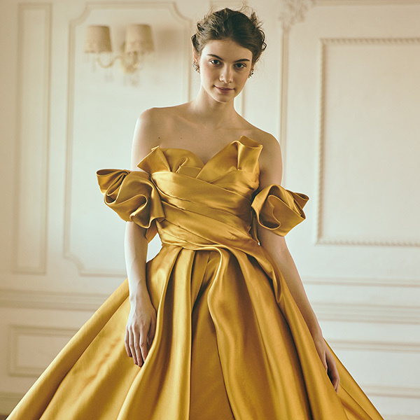 静岡市・富士市・沼津市のドレス専門店フィーノの新作ドレス入荷・桂由美YB-15376GO（ゴールド）