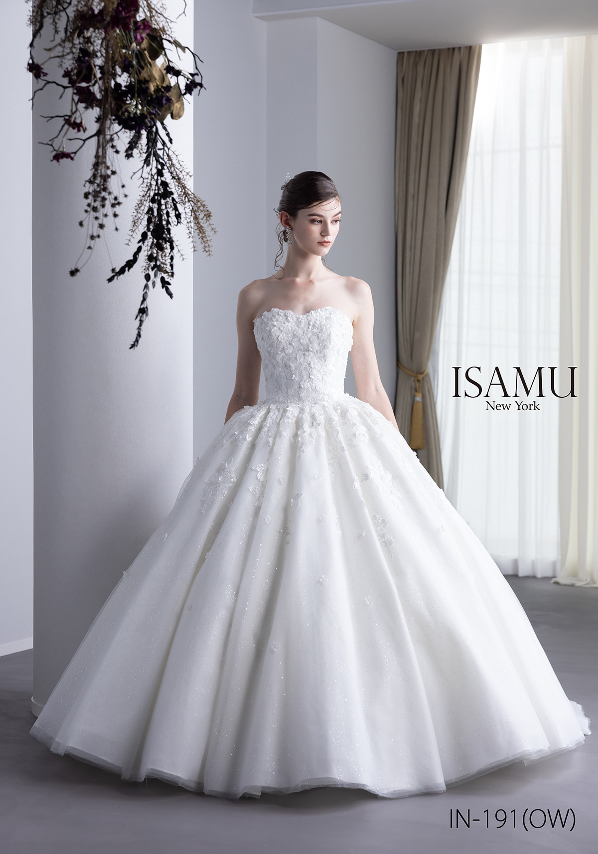 静岡市・富士市・沼津市のドレス専門店フィーノのウエディングドレス、イサムモリタIN-191(OW)