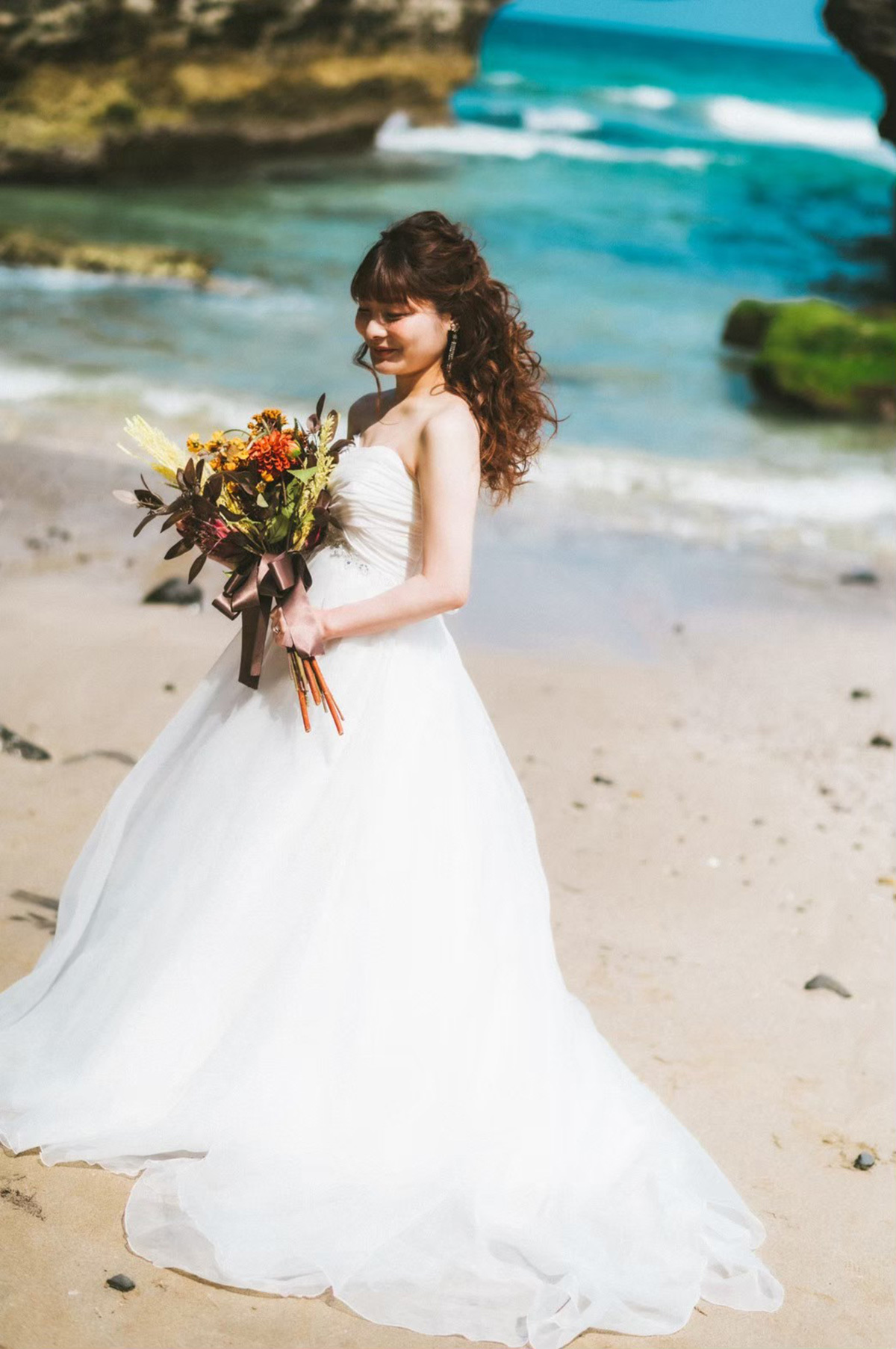 海でのソロウエディングフォト