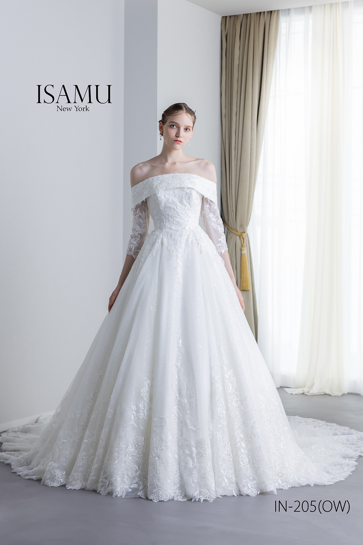静岡市・富士市・沼津市のドレス専門店フィーノのウエディングドレス、イサムモリタIN-205(OW)