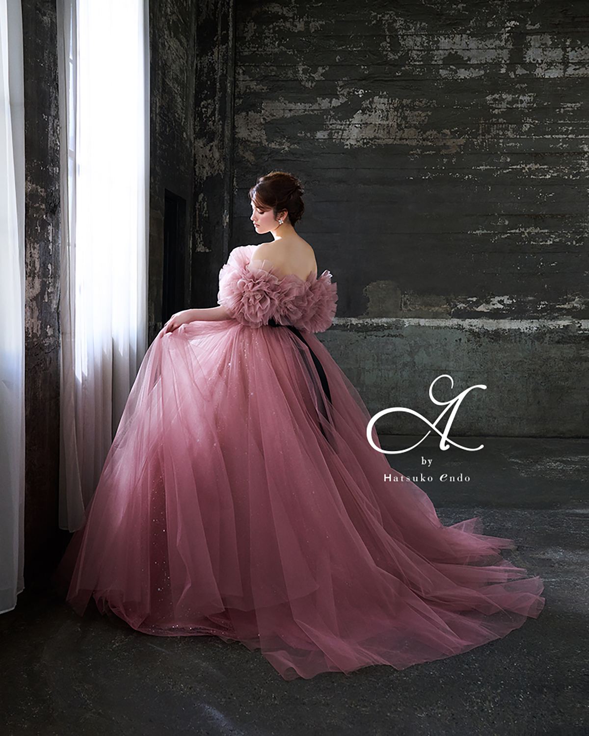 静岡市・富士市・沼津市のドレス専門店フィーノのカラードレス、ハツコエンドウ（Hatsuko Endo）のHE-157kiki(Rosebrown)