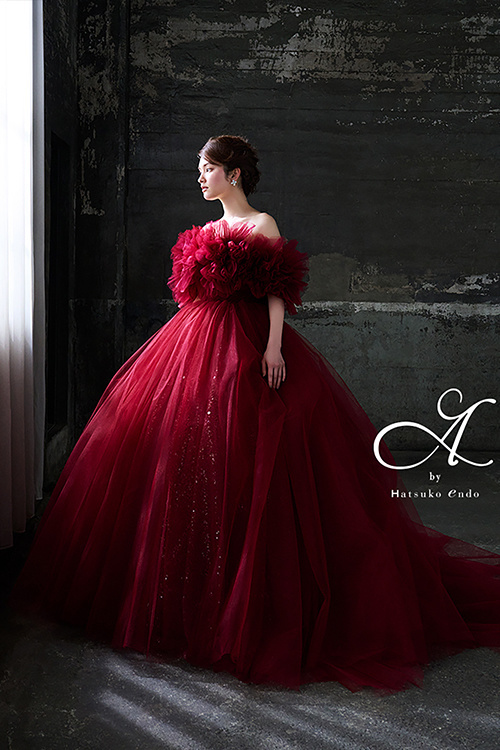 静岡市・富士市・沼津市のドレス専門店フィーノのカラードレス、ハツコエンドウ（Hatsuko Endo）のHE-157Kiki(Red)