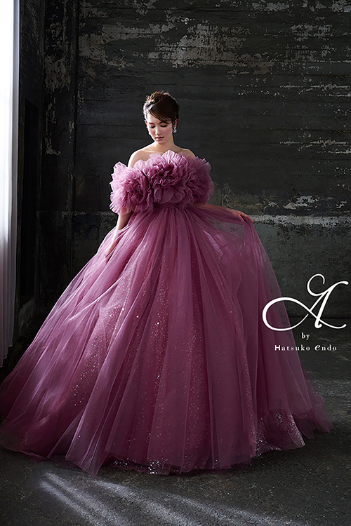 静岡市・富士市・沼津市のドレス専門店フィーノのカラードレス、ハツコエンドウ（Hatsuko Endo）のHE-157Kiki(Pink)