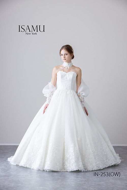 静岡市・富士市・沼津市のドレス専門店フィーノのウエディングドレス、イサムモリタIN-253(OW)