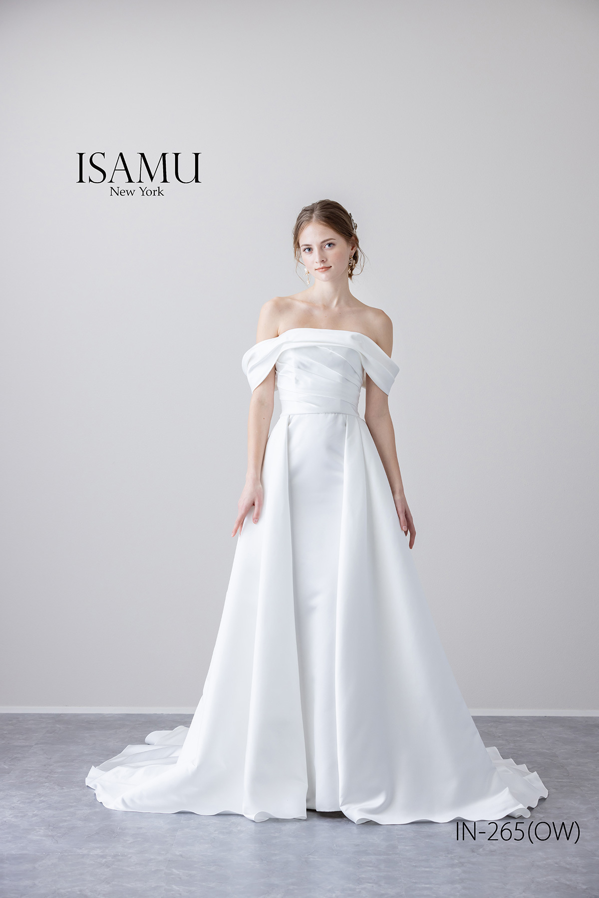 静岡市・富士市・沼津市のドレス専門店フィーノのウエディングドレス、イサムモリタIN-265(OW)