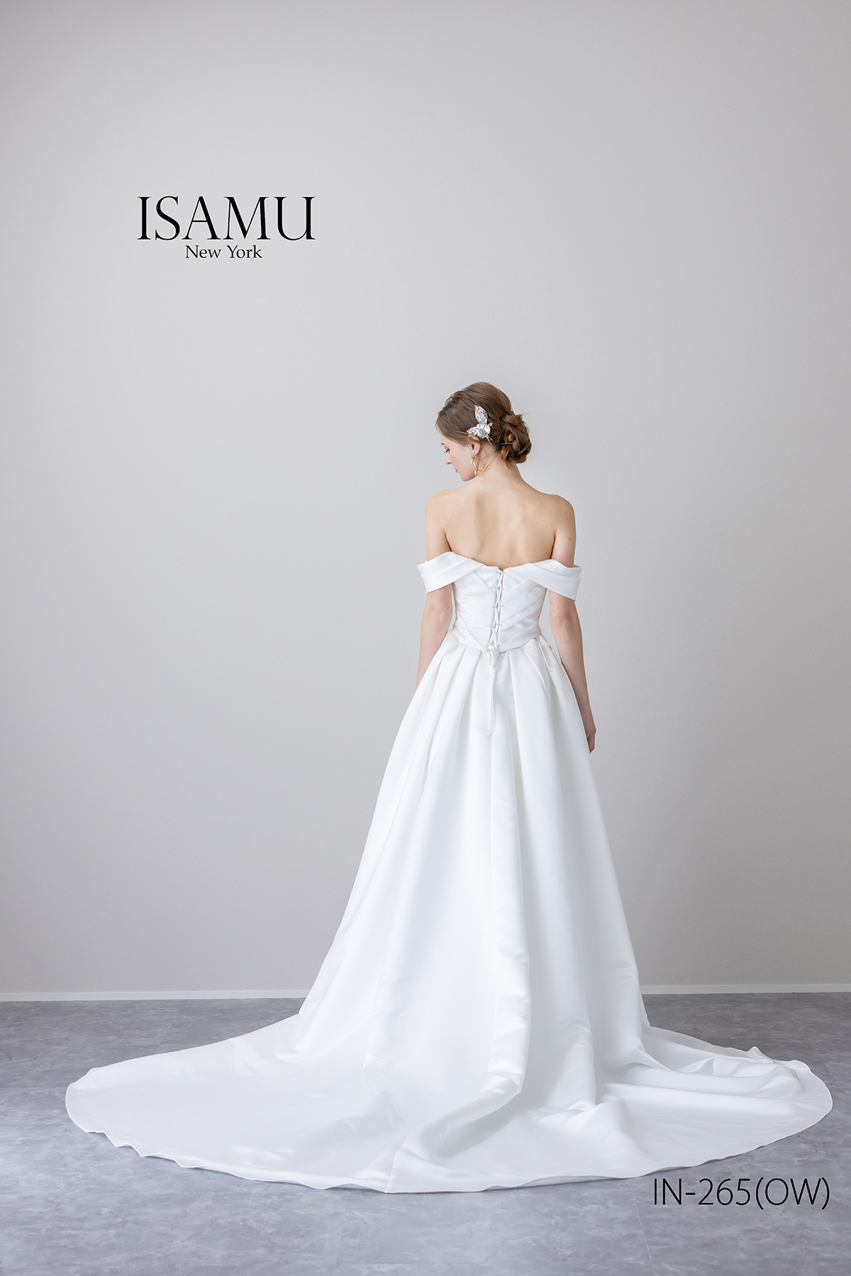 静岡市・富士市・沼津市のドレス専門店フィーノのウエディングドレス、イサムモリタIN-265(OW)