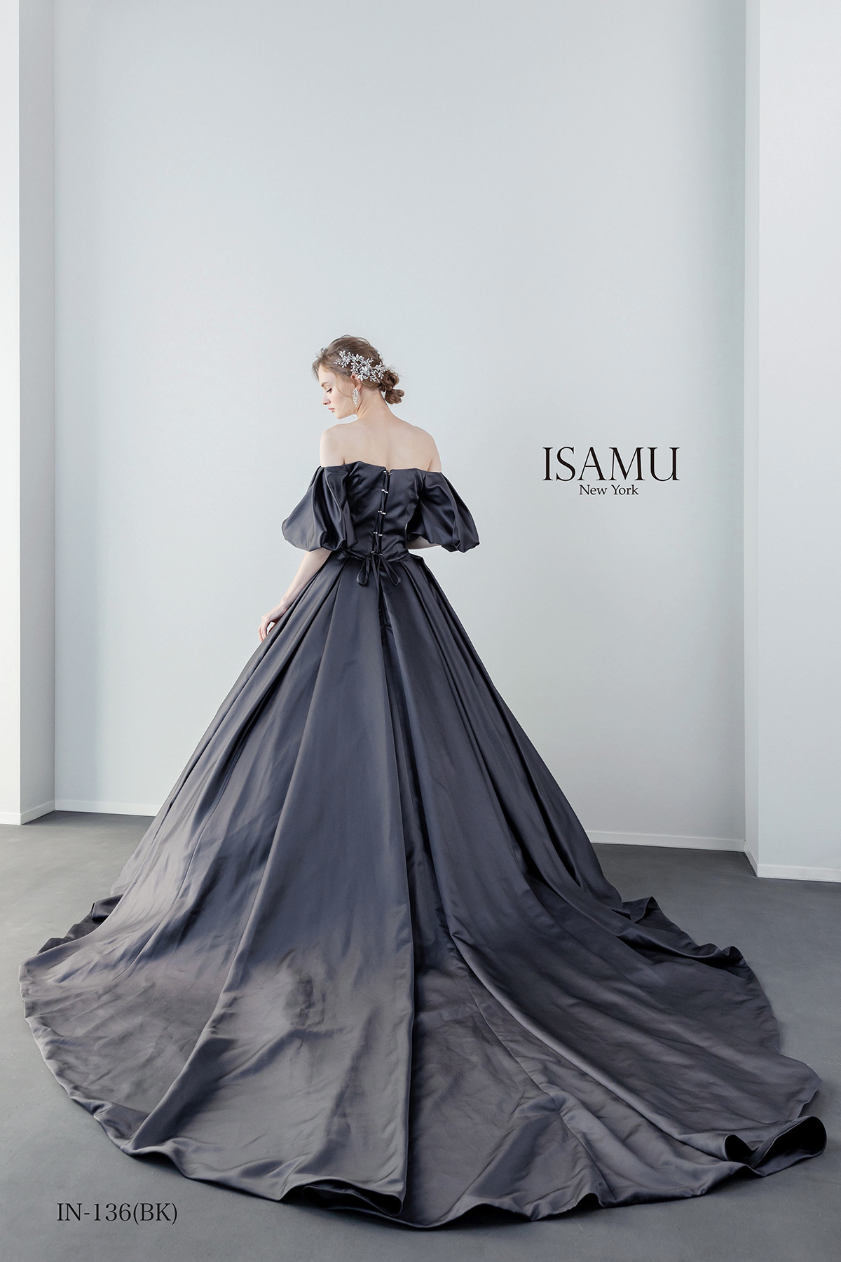 静岡市・富士市・沼津市のドレス専門店フィーノのカラードレス、イサムモリタIN-136(BK)
