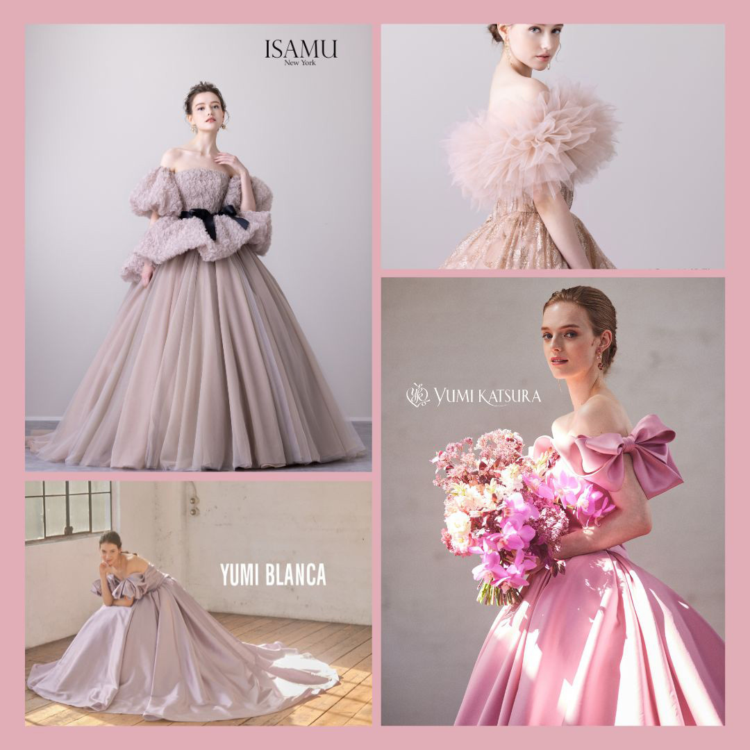 静岡の結婚式貸衣裳フィーノ静岡店の10月のドレスフェアのお知らせ・春色ピンク系ドレス