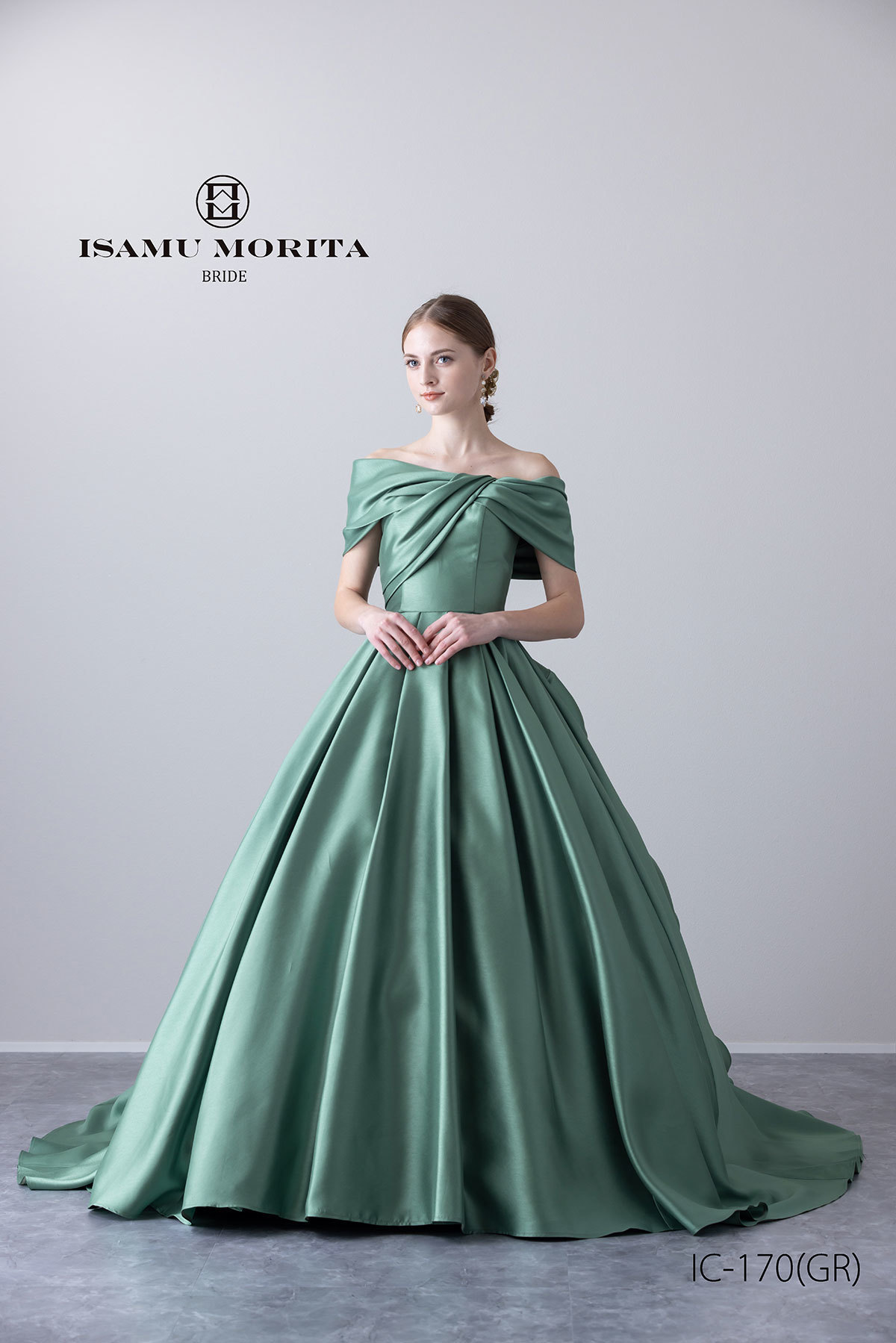 静岡市・富士市・沼津市のドレス専門店フィーノのウエディングドレス、イサムモリタ・カラードレスIC-170(GR)