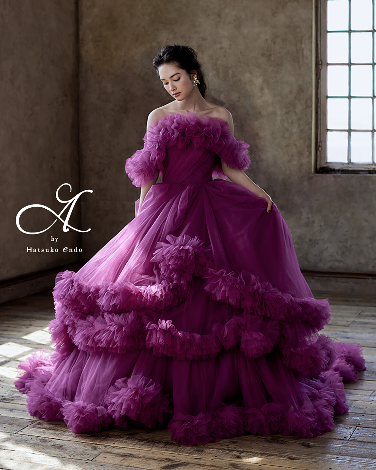 静岡市・富士市・沼津市のドレス専門店フィーノのカラードレス、ハツコエンドウ（Hatsuko Endo）のHE-165Minnie(Rose pink)