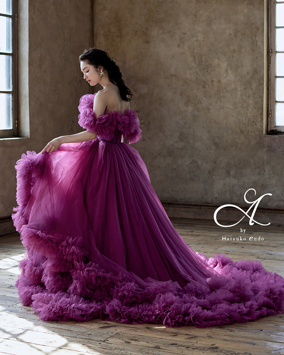 静岡市・富士市・沼津市のドレス専門店フィーノのカラードレス、ハツコエンドウ（Hatsuko Endo）のHE-165Minnie(Rose pink)