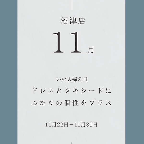 静岡県沼津市のレンタルドレスショップ・フィーノ沼津店の１１月のフェア